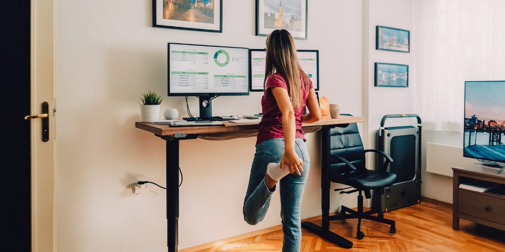 leg stretches while sitting at desk